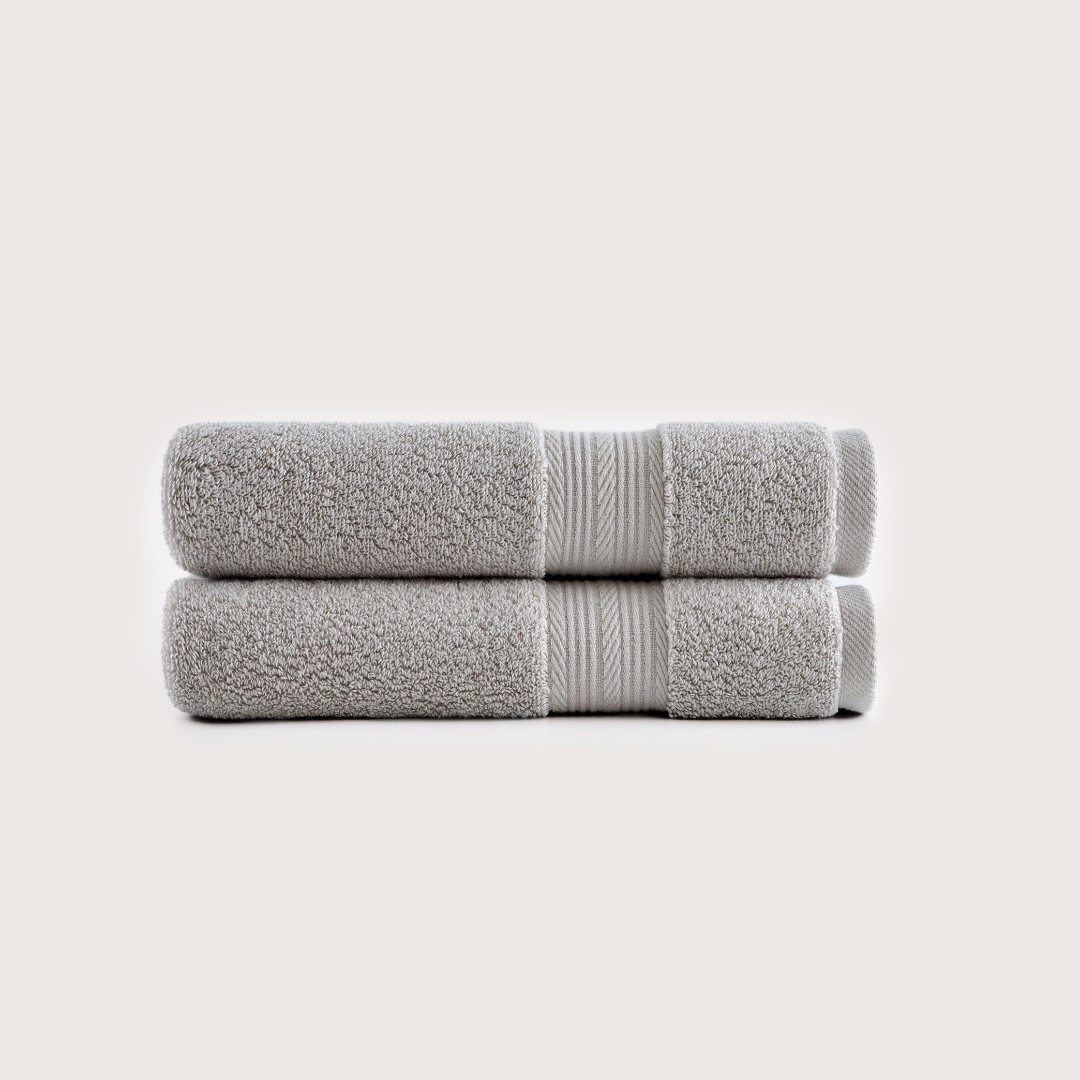 Pack of 2 Truenova Ultrasoft cotton hand towels in Stone Grey