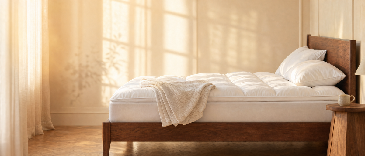 Plush Truenova bed in warm morning light