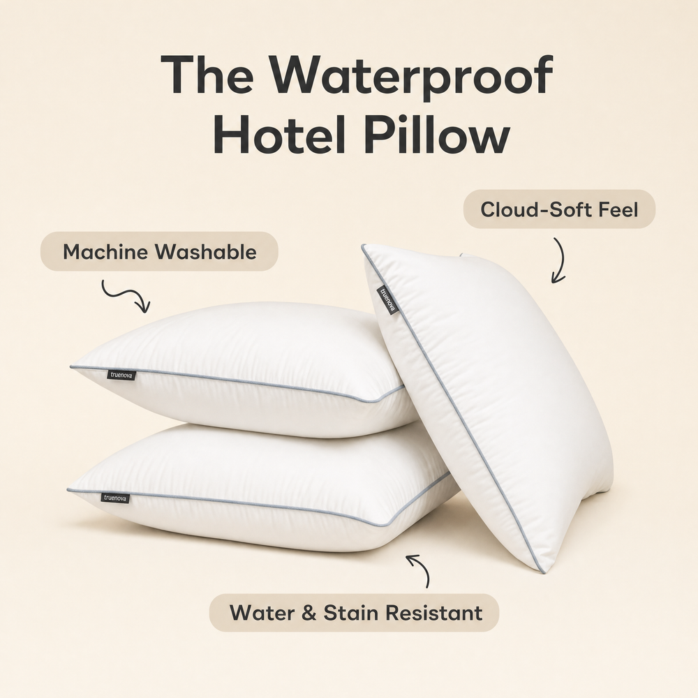 Haven Waterproof Hotel Pillow by Truenova, cloud-soft, machine washable, water and stain resistant