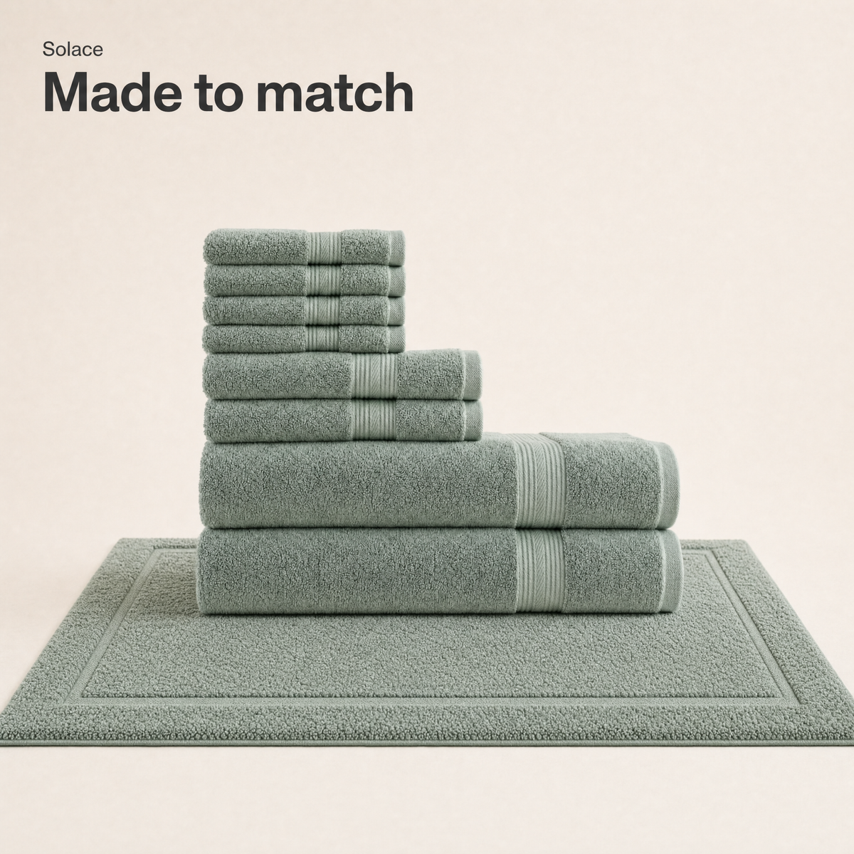 Solace bath mat with matching Solace towel set