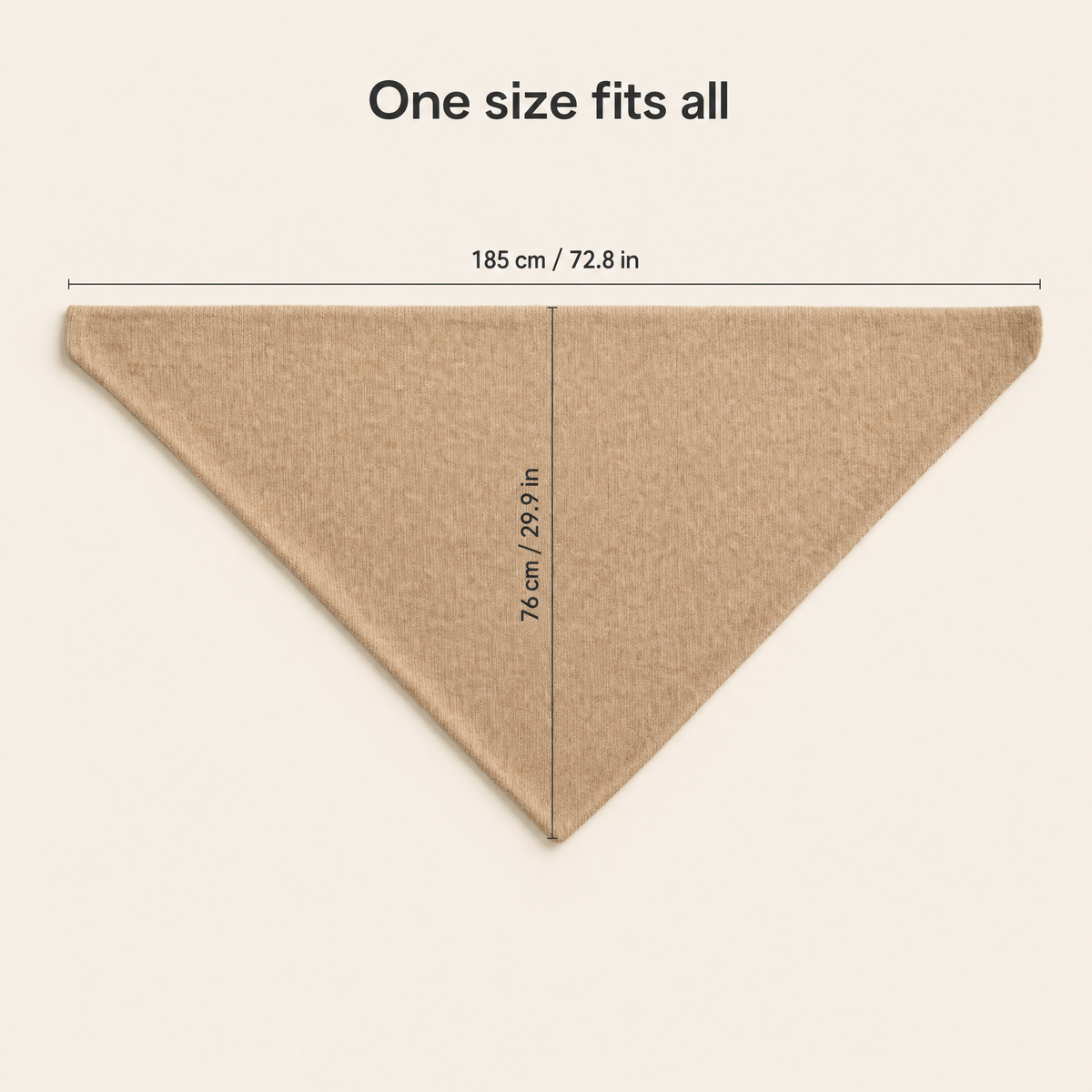 Muse shawl size guide, 185 x 76 cm