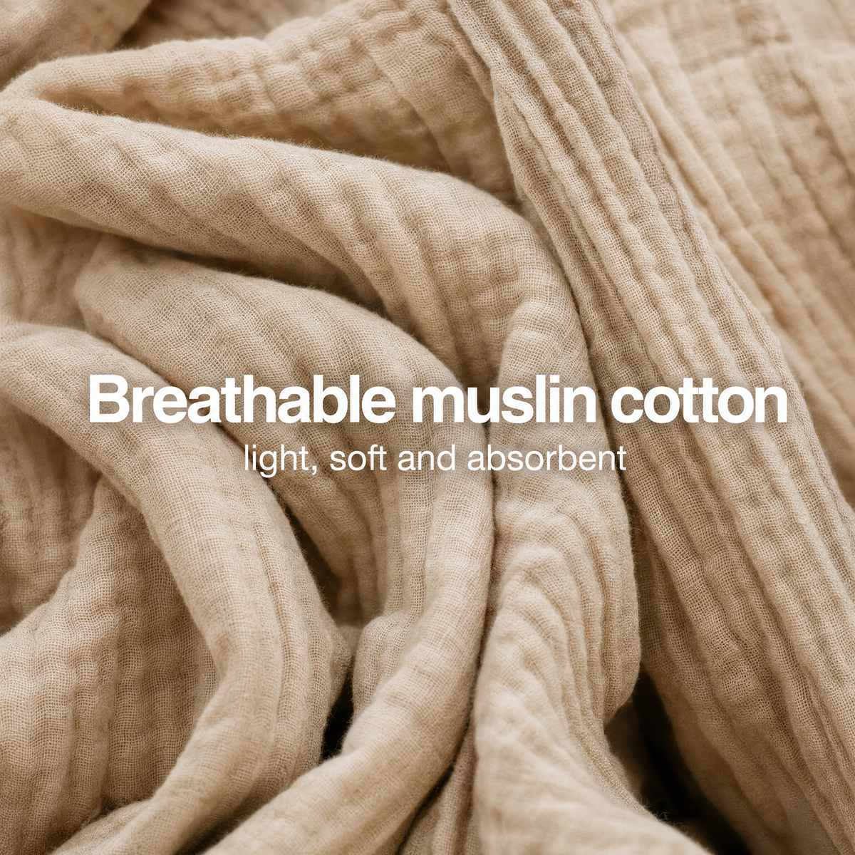 Breathable muslin cotton close-up of the Breeze robe
