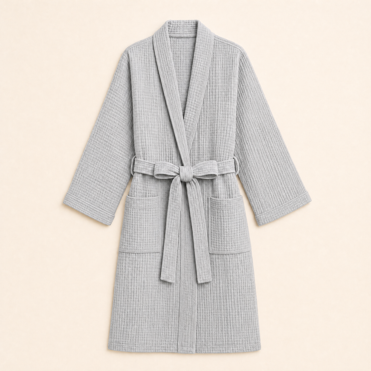 Breeze four-season muslin robe in Light Grey