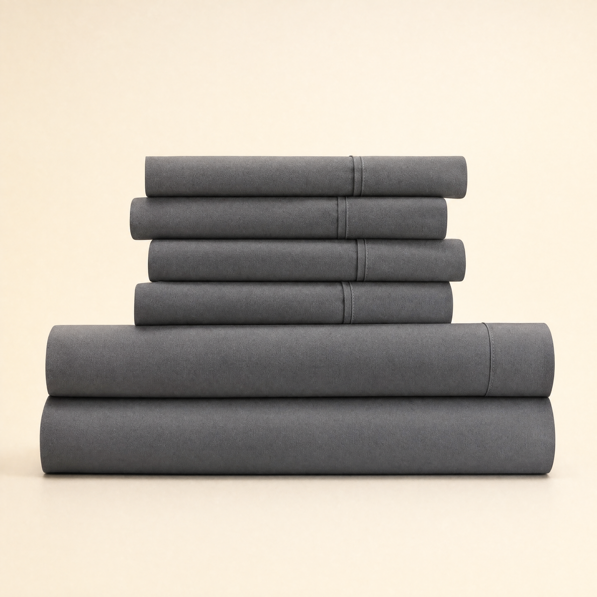 Rest 6-piece sheet set in grey, folded