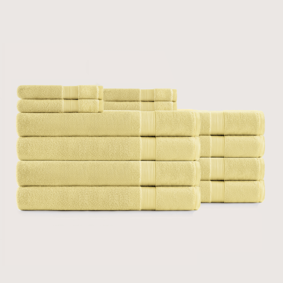 Truenova Ultrasoft 12-Piece Luxe Towel Set with bath sheets, in Butter Yellow