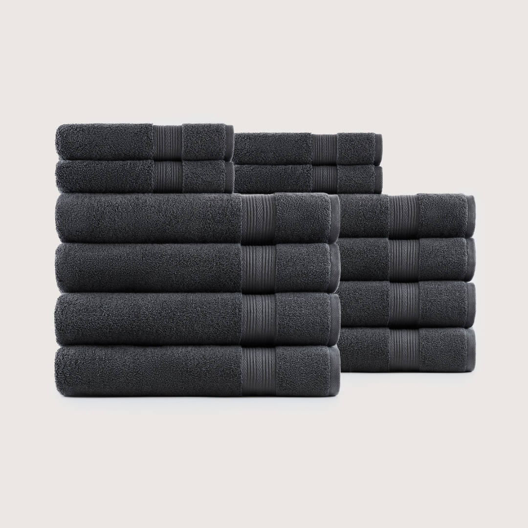 Truenova Ultrasoft 12-Piece Luxe Towel Set with bath towels, in Charcoal