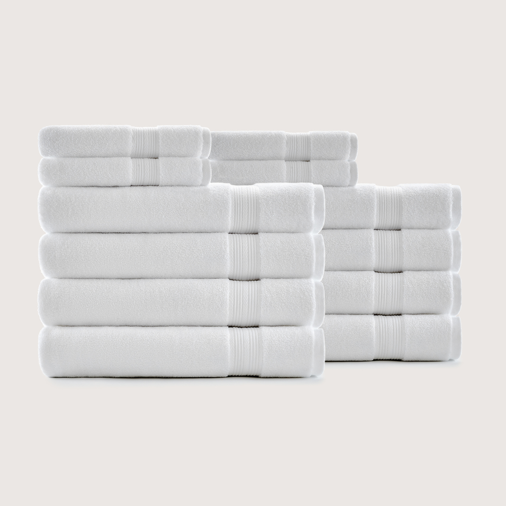 Truenova Ultrasoft 12-Piece Luxe Towel Set with bath towels, in Cloud White