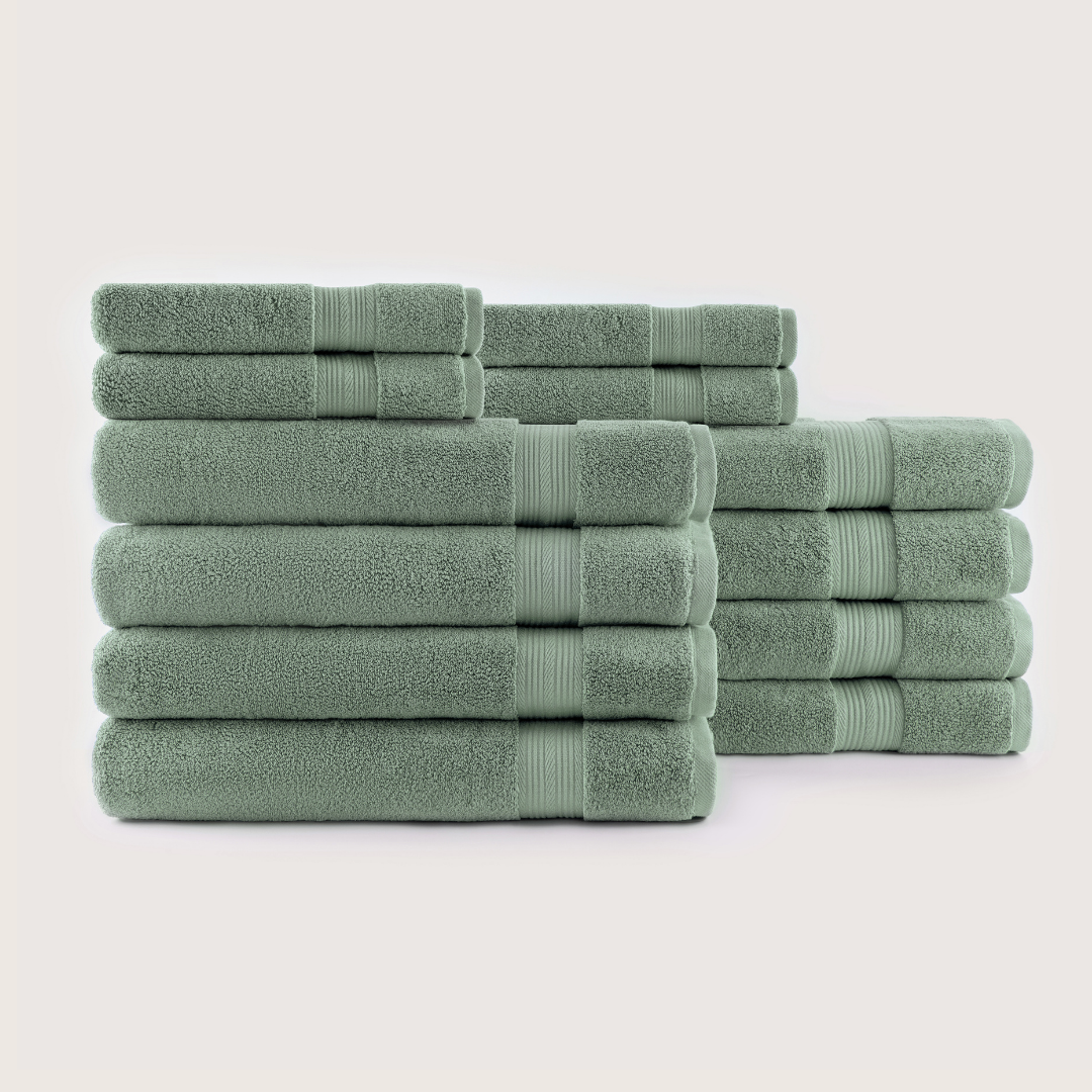 Truenova Ultrasoft 12-Piece Luxe Towel Set with bath sheets, in Sage