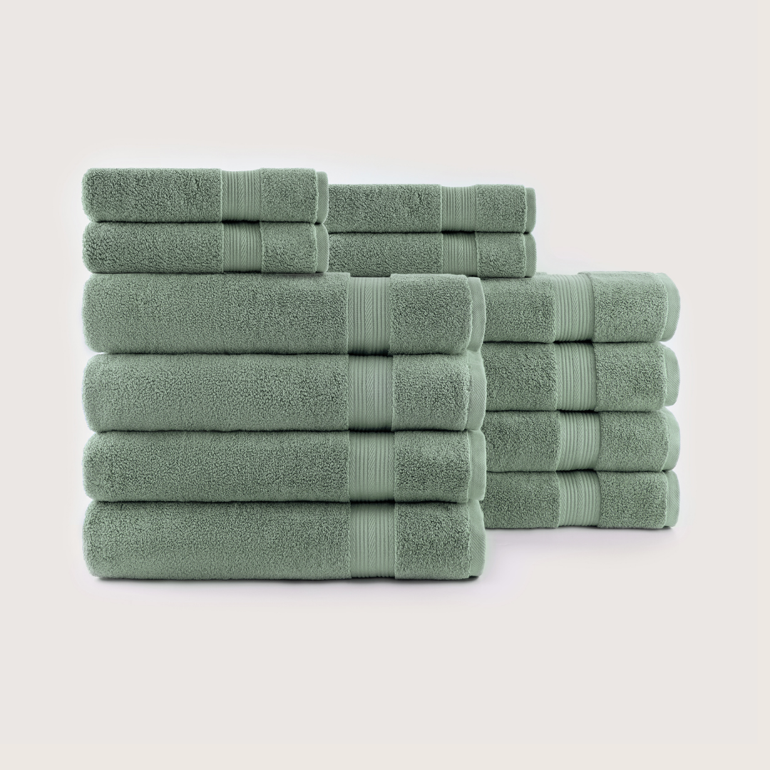 Truenova Ultrasoft 12-Piece Luxe Towel Set with bath towels, in Sage