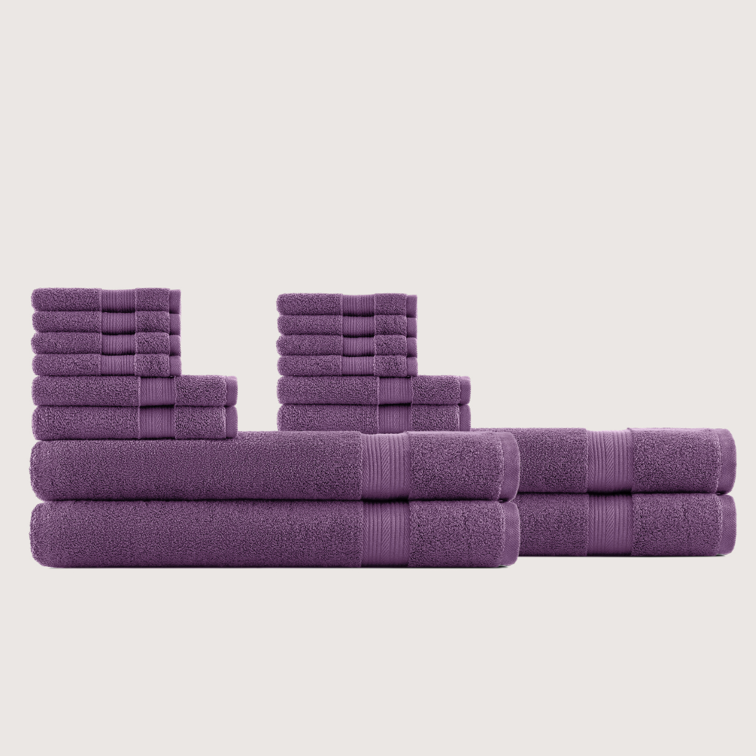 Truenova Ultrasoft 16-Piece Family Towel Set with bath sheets, in Violet