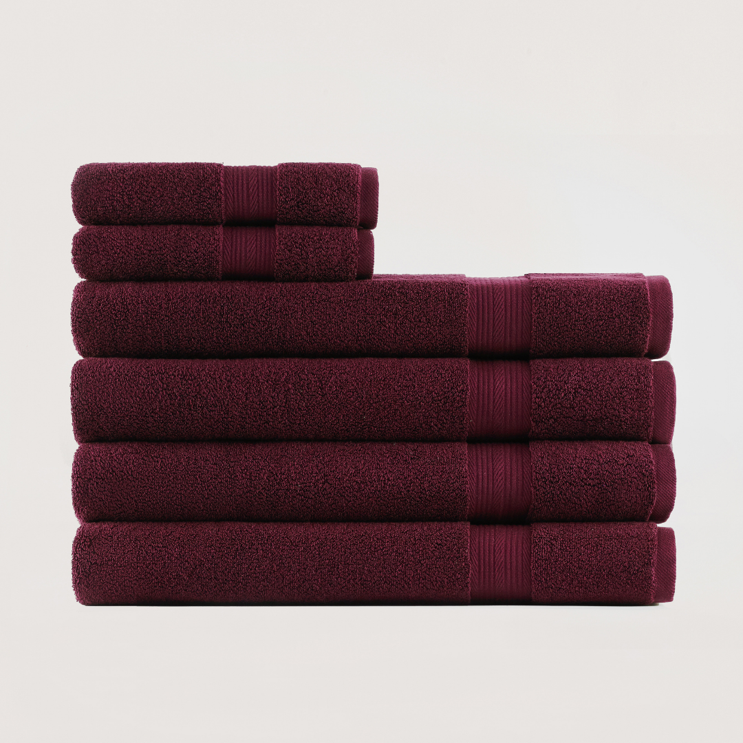 Truenova Ultrasoft 6-Piece Spa Towel Set with bath sheets, in Burgundy