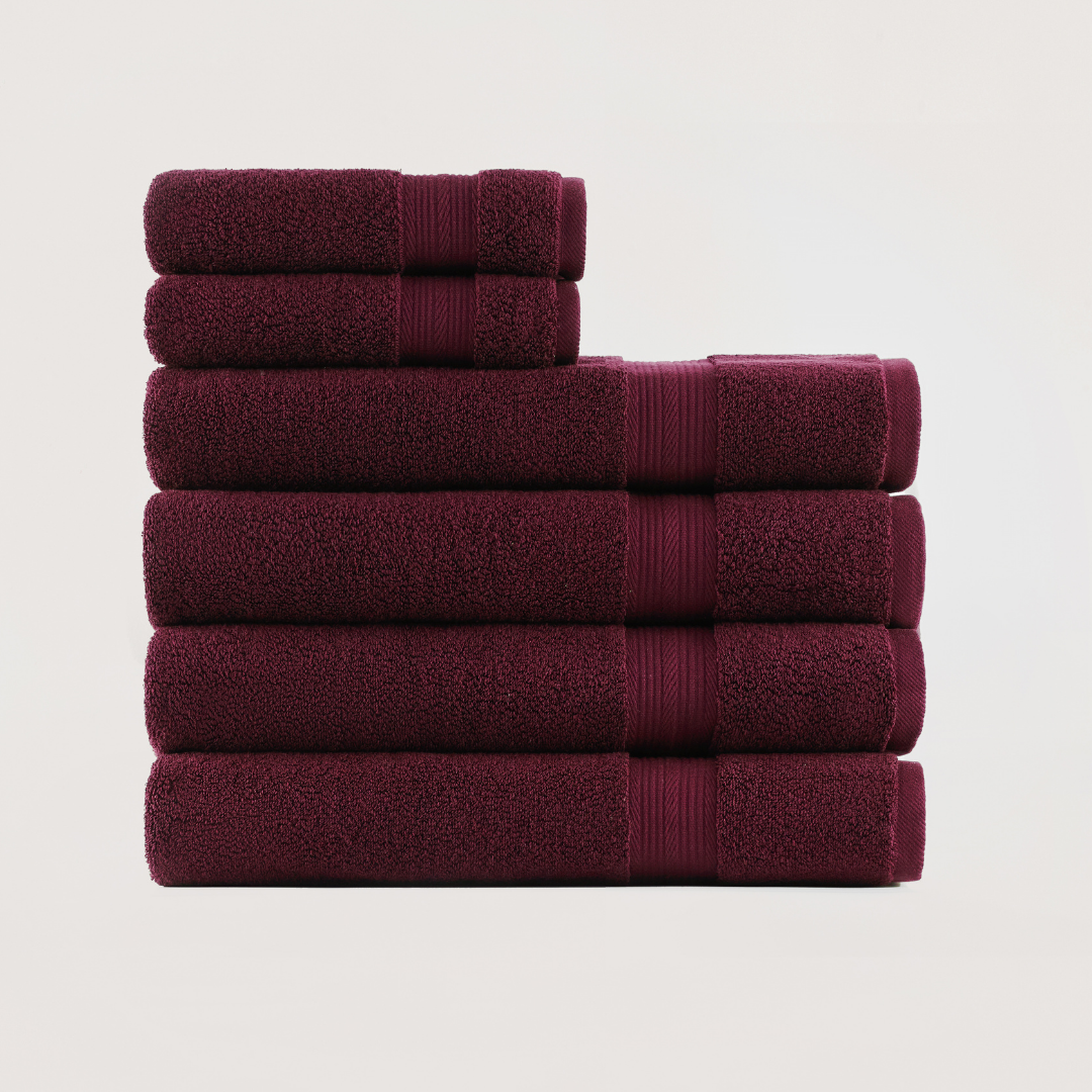 Truenova Ultrasoft 6-Piece Spa Towel Set with bath towels, in Burgundy