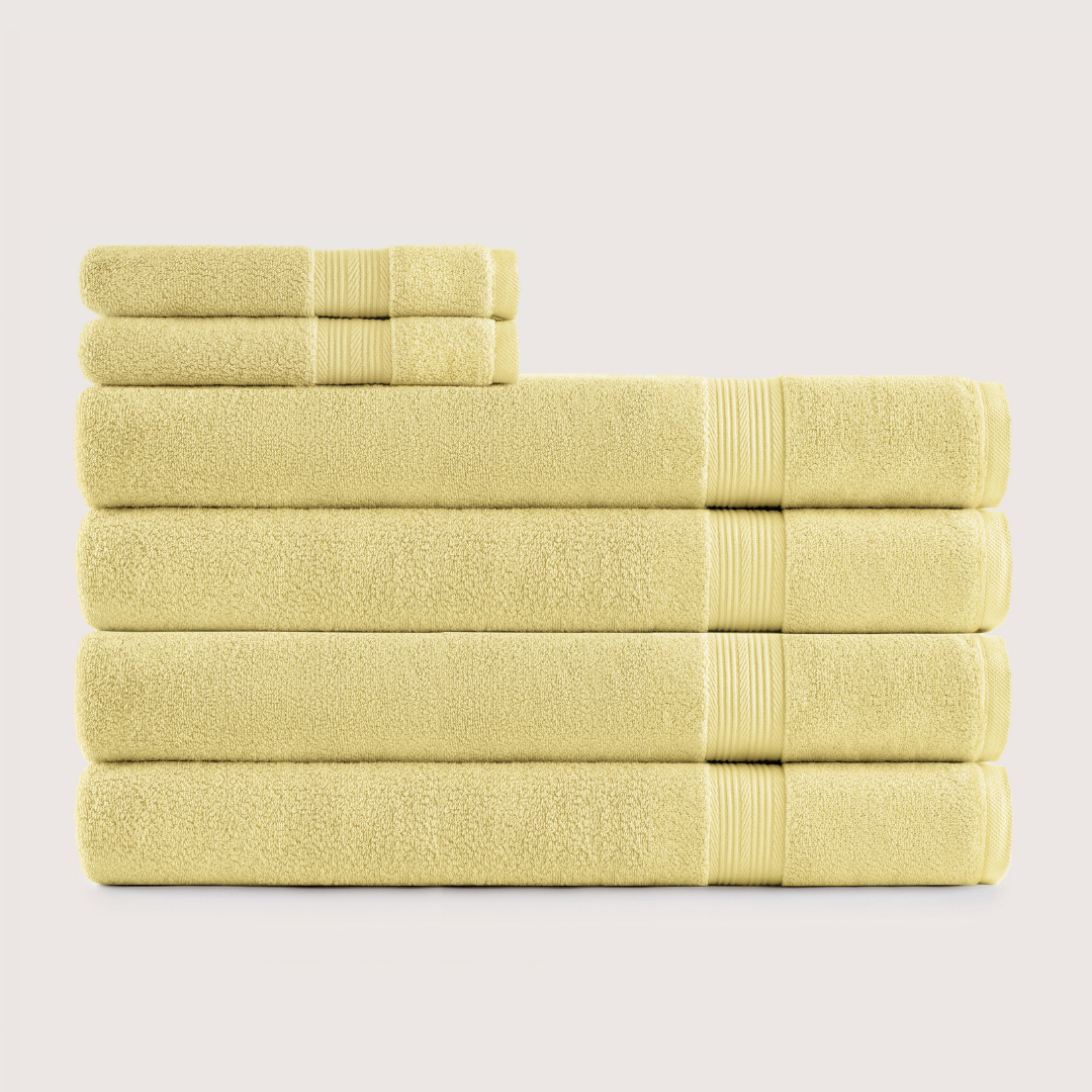 Truenova Ultrasoft 6-Piece Spa Towel Set with bath sheets, in Butter Yellow