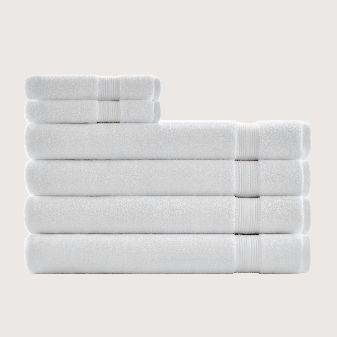Truenova Ultrasoft 6-Piece Spa Towel Set with bath sheets, in Cloud White