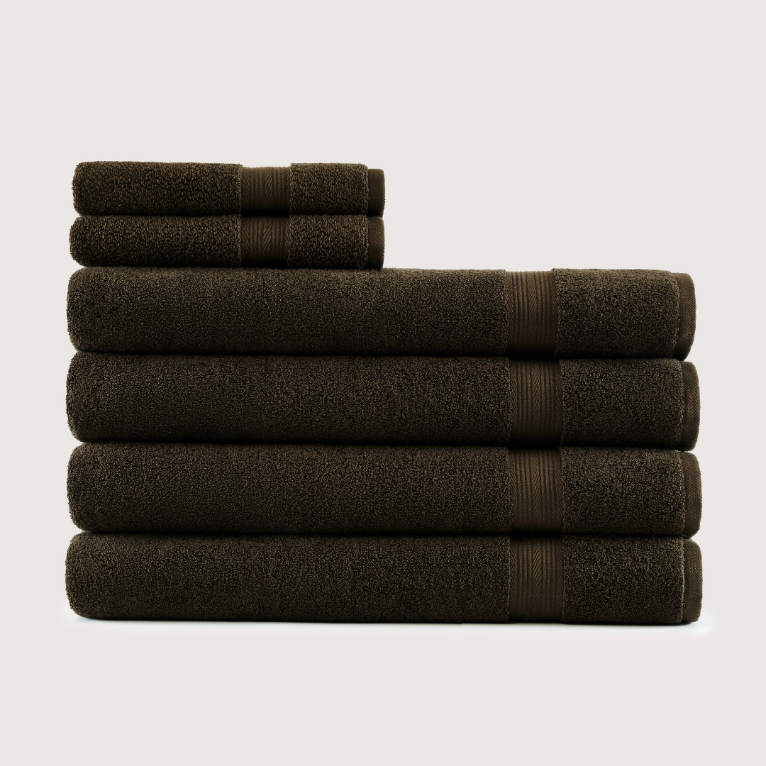 Truenova Ultrasoft 6-Piece Spa Towel Set with bath sheets, in Espresso Brown