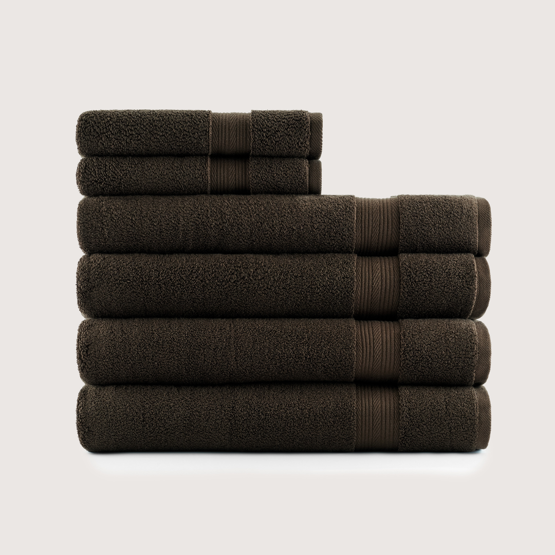 Truenova Ultrasoft 6-Piece Spa Towel Set with bath towels, in Espresso Brown
