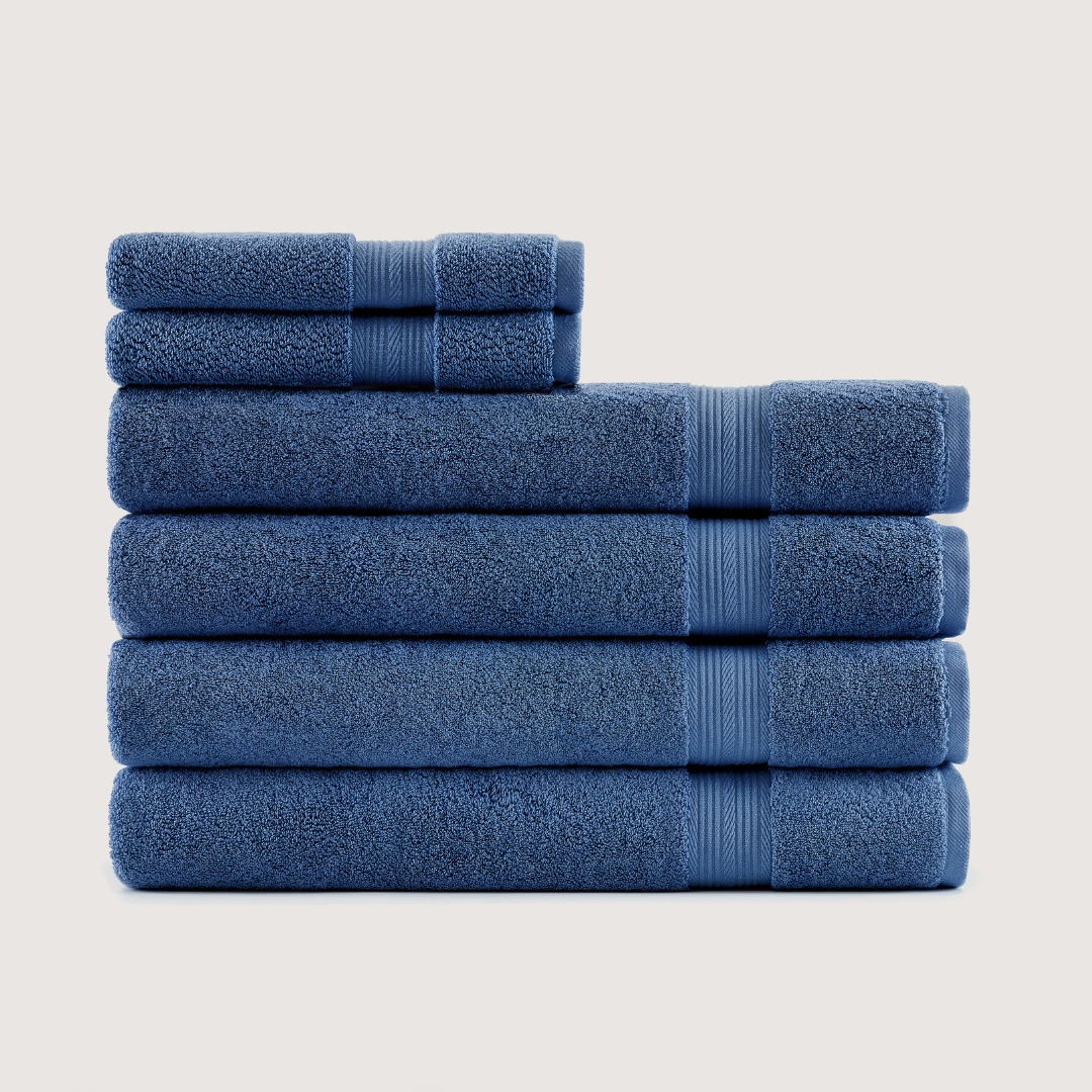Truenova Ultrasoft 6-Piece Spa Towel Set with bath sheets, in Lapiz Blue