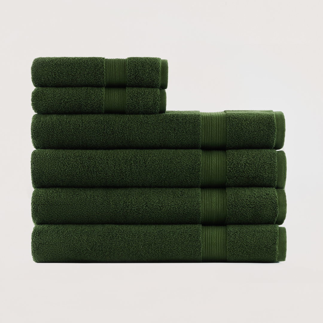 Truenova Ultrasoft 6-Piece Spa Towel Set with bath towels, in Olive Green