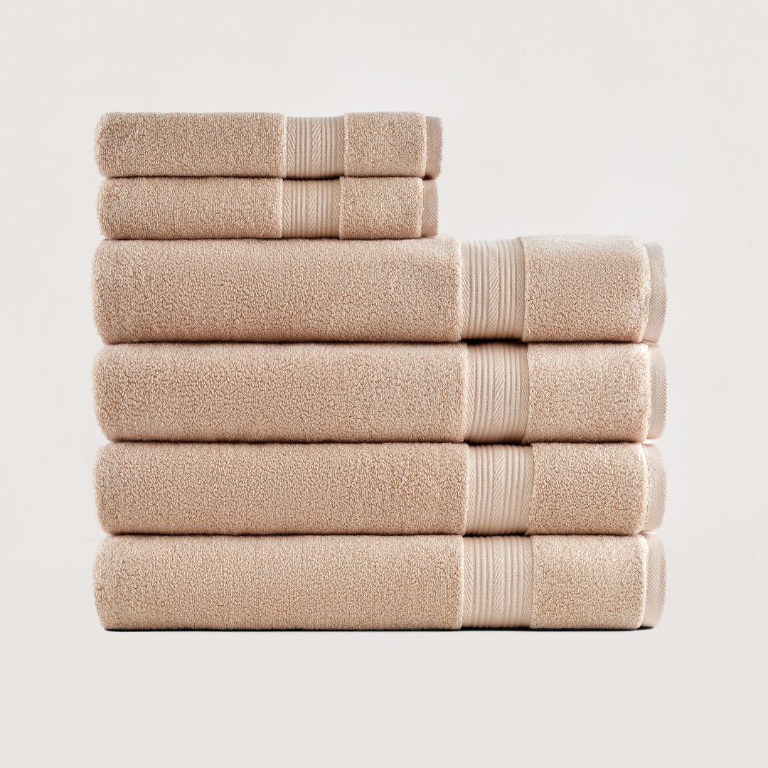 Truenova Ultrasoft 6-Piece Spa Towel Set with bath towels, in Sand