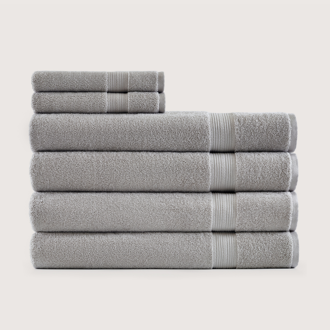 Truenova Ultrasoft 6-Piece Spa Towel Set with bath sheets, in Stone Grey