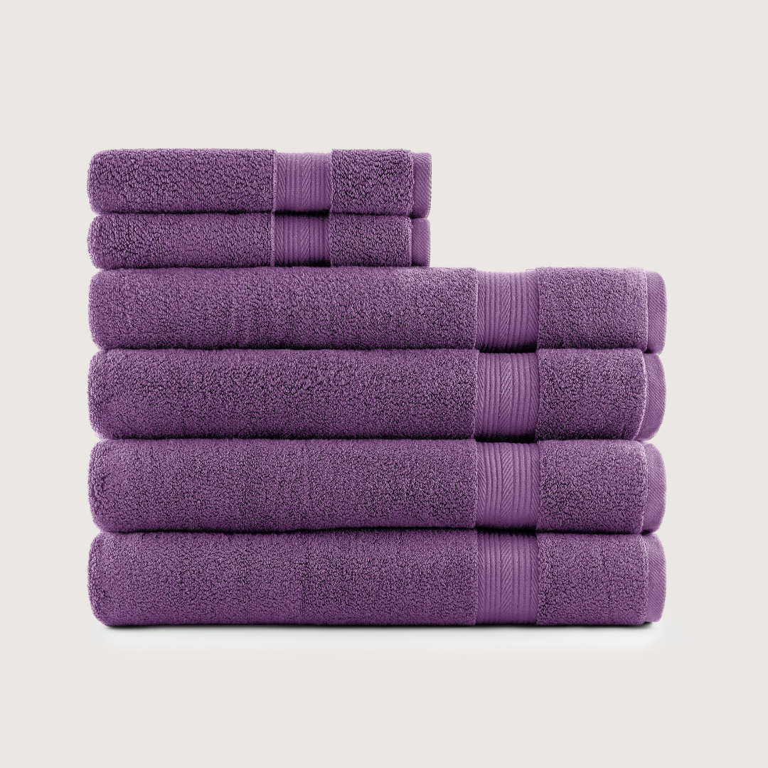 Truenova Ultrasoft 6-Piece Spa Towel Set with bath towels, in Violet