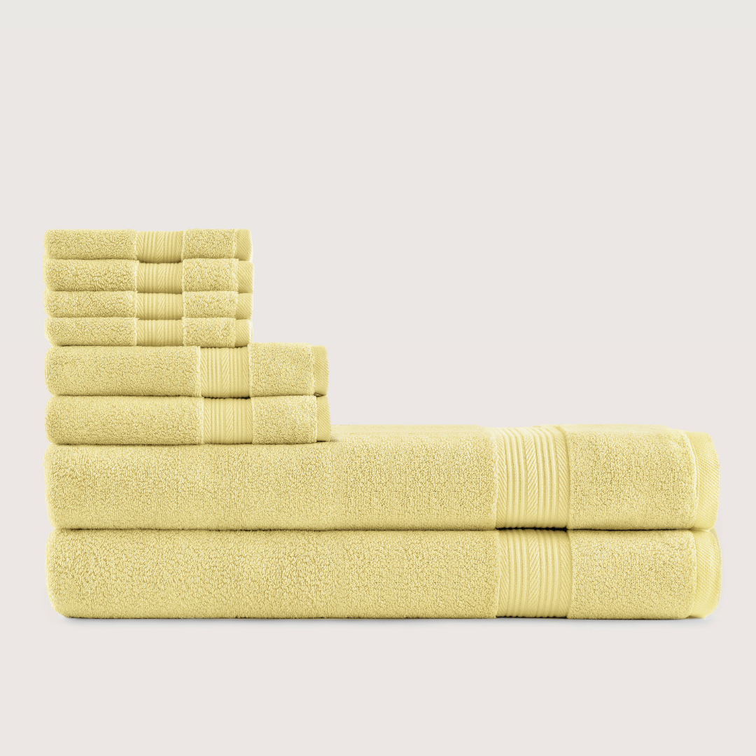 Truenova Ultrasoft 8-Piece Bath Towel Set with bath sheets, in Butter Yellow