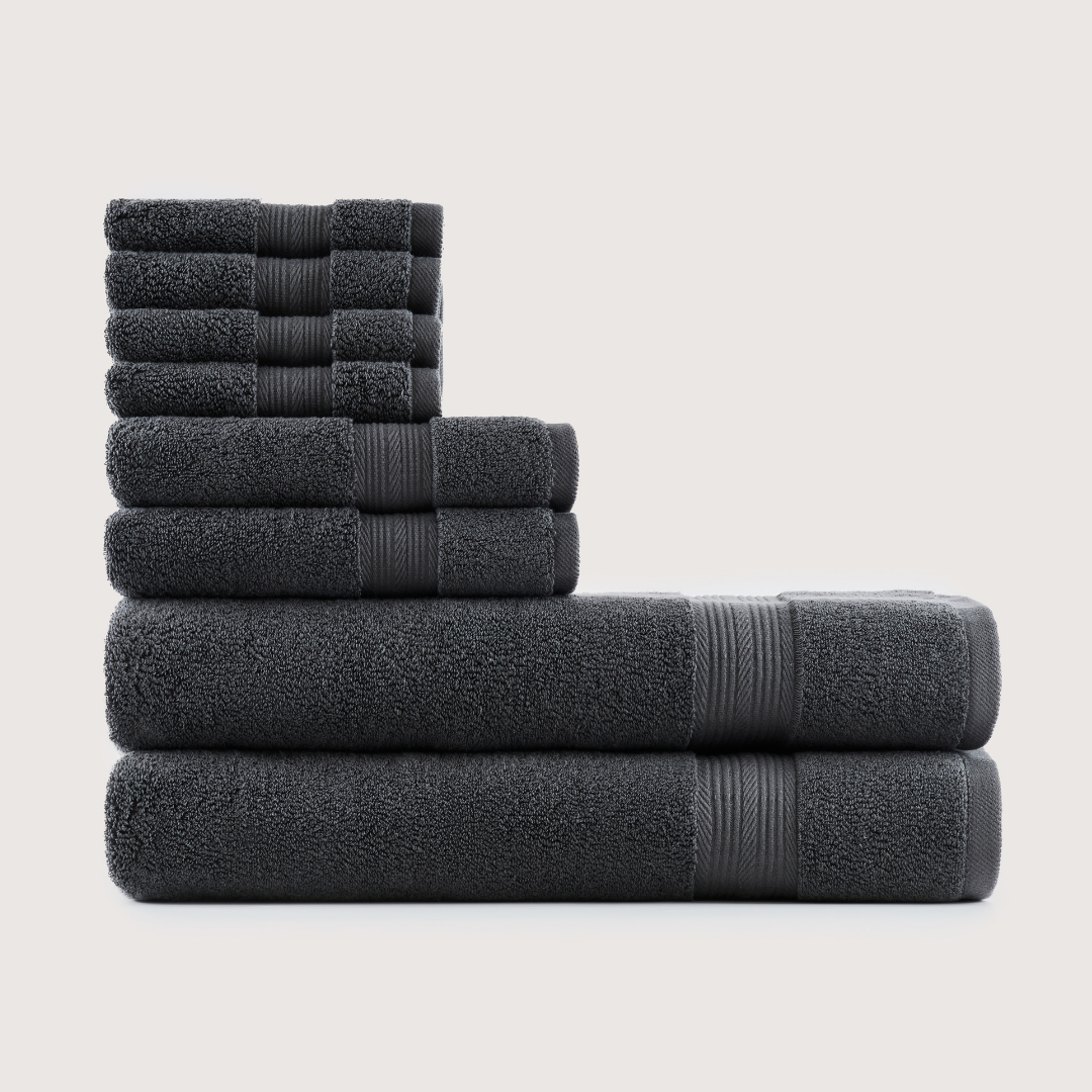 Truenova Ultrasoft 8-Piece Bath Towel Set with bath towels, in Charcoal