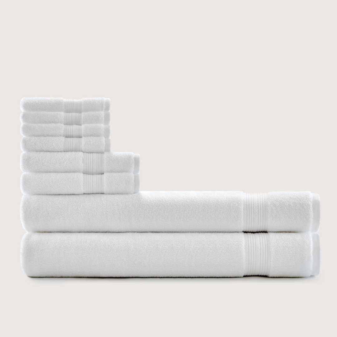 Truenova Ultrasoft 8-Piece Bath Towel Set with bath sheets, in Cloud White