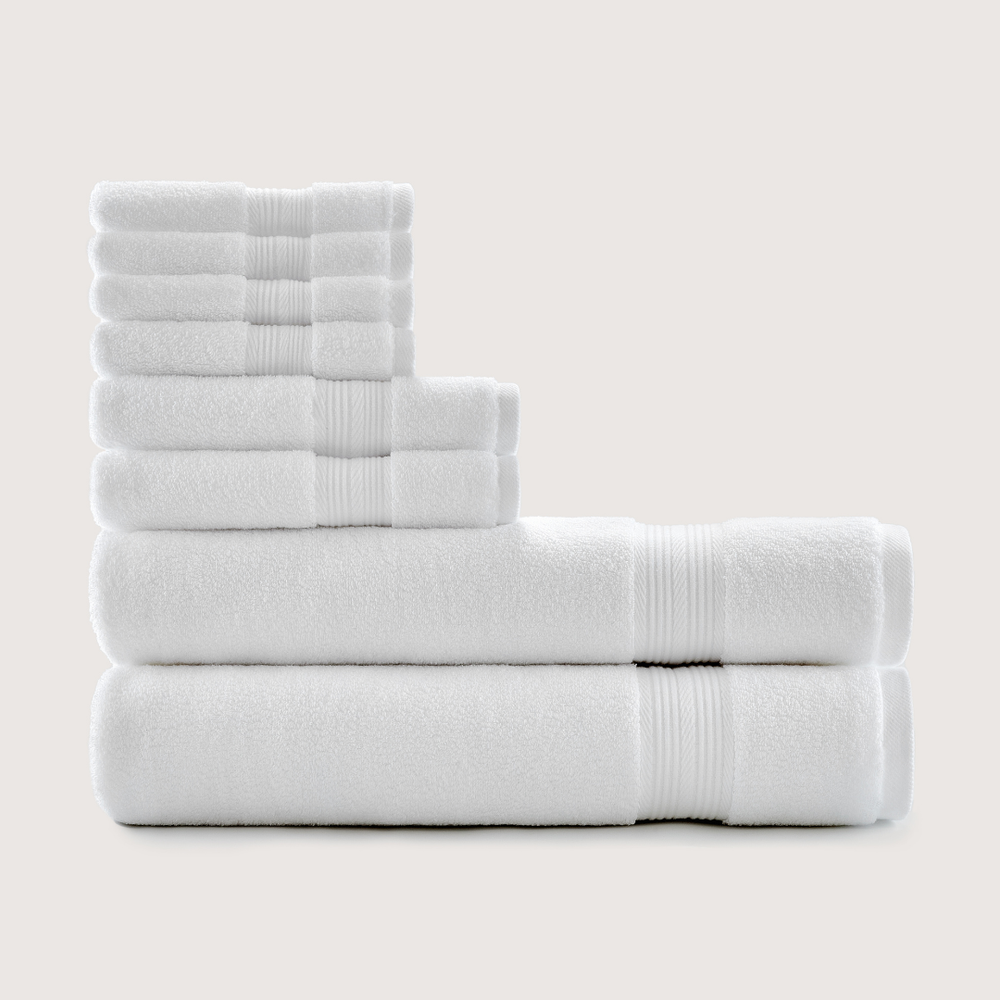 Truenova Ultrasoft 8-Piece Bath Towel Set with bath towels, in Cloud White