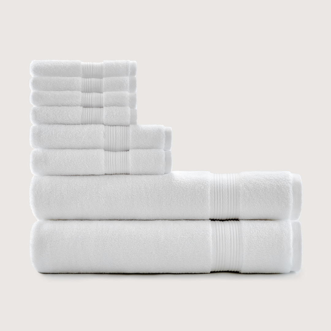 Truenova Ultrasoft 8-Piece Bath Towel Set with bath towels, in Cloud White