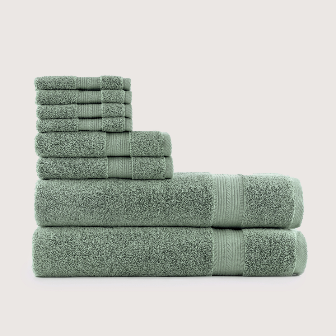Truenova Ultrasoft 8-Piece Bath Towel Set with bath towels, in Sage
