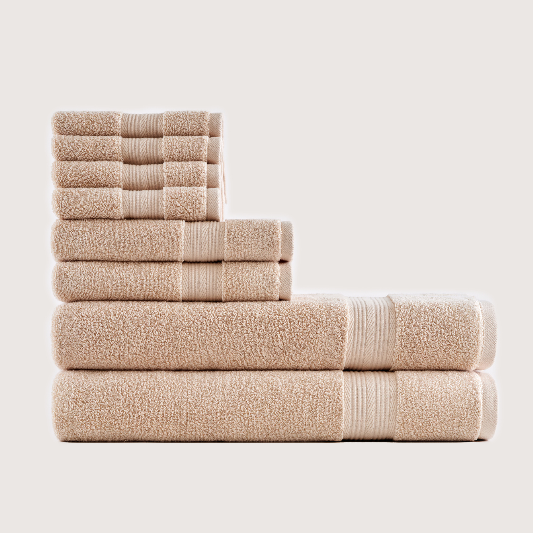 Truenova Ultrasoft 8-Piece Bath Towel Set with bath towels, in Sand
