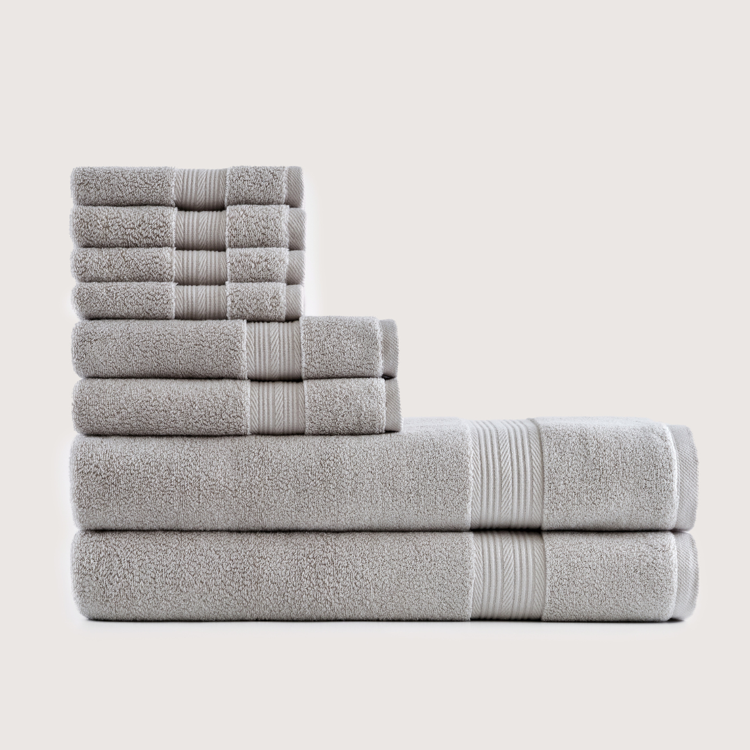 Truenova Ultrasoft 8-Piece Bath Towel Set with bath towels, in Stone Grey