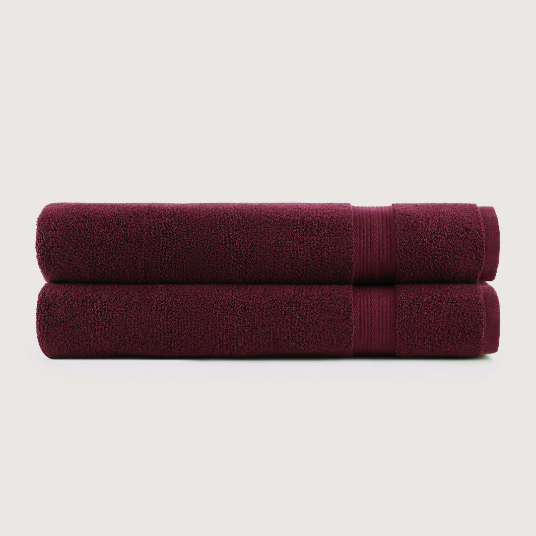 Pack of 2 Truenova Ultrasoft cotton bath sheets in Burgundy