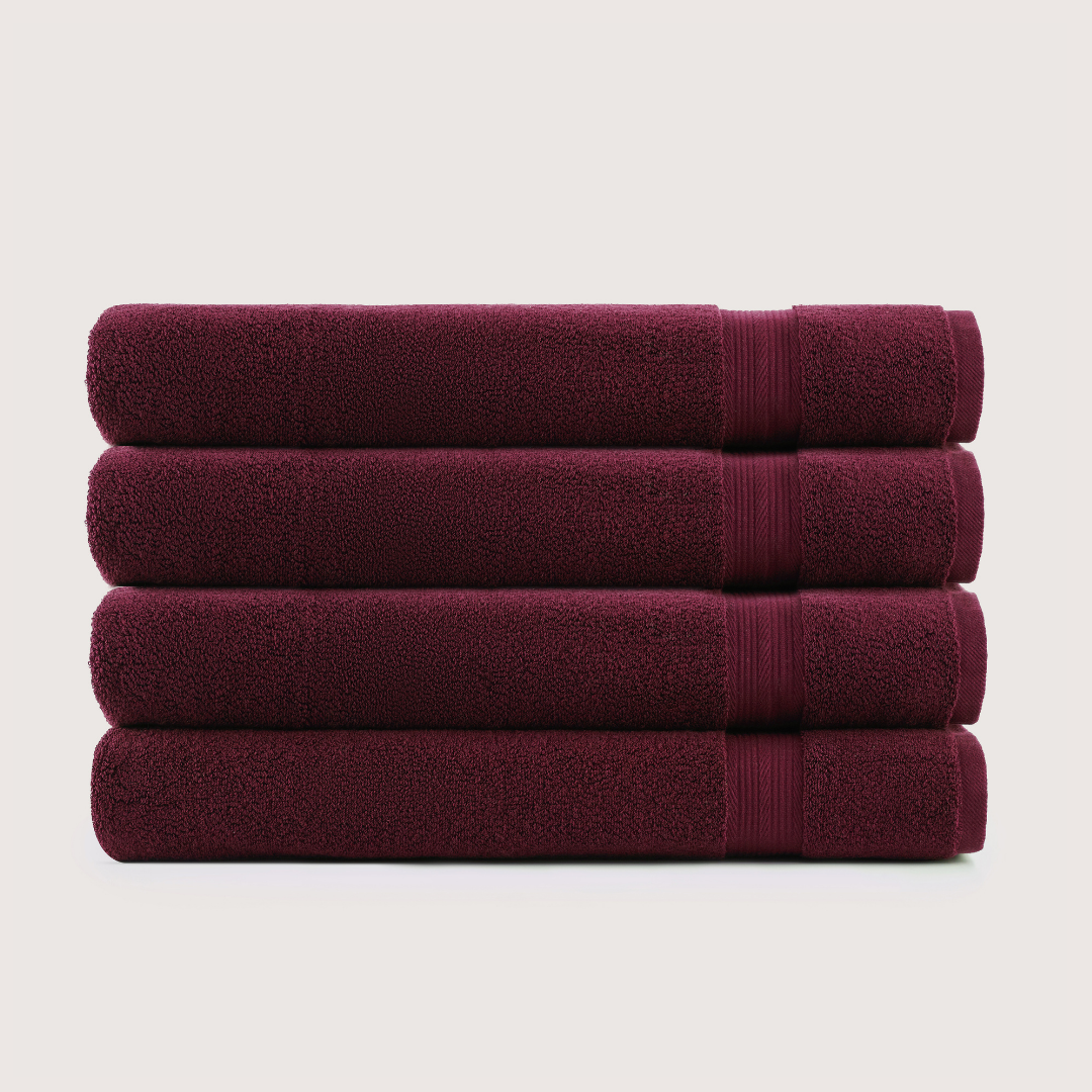 Pack of 4 Truenova Ultrasoft cotton bath sheets in Burgundy