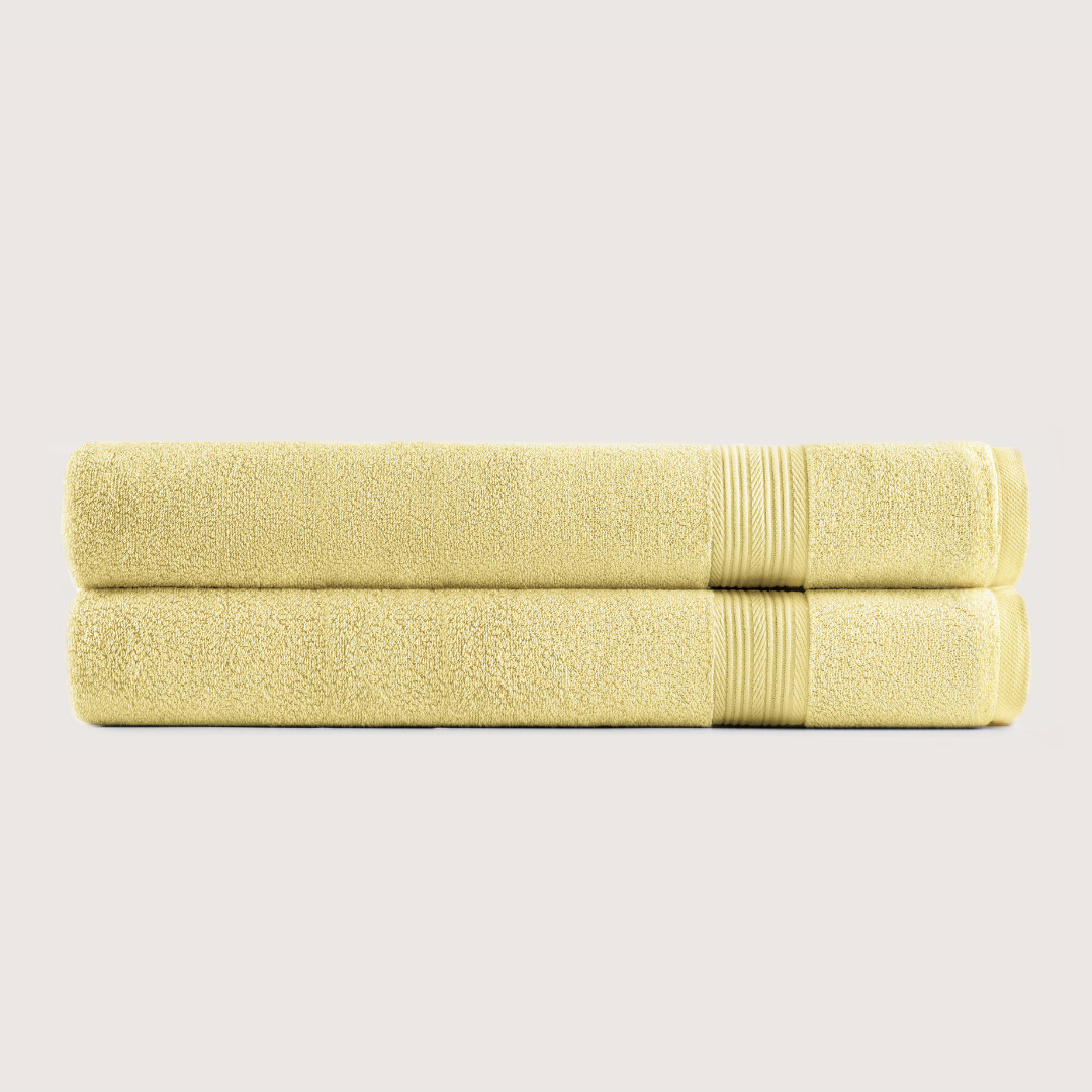 Pack of 2 Truenova Ultrasoft cotton bath sheets in Butter Yellow