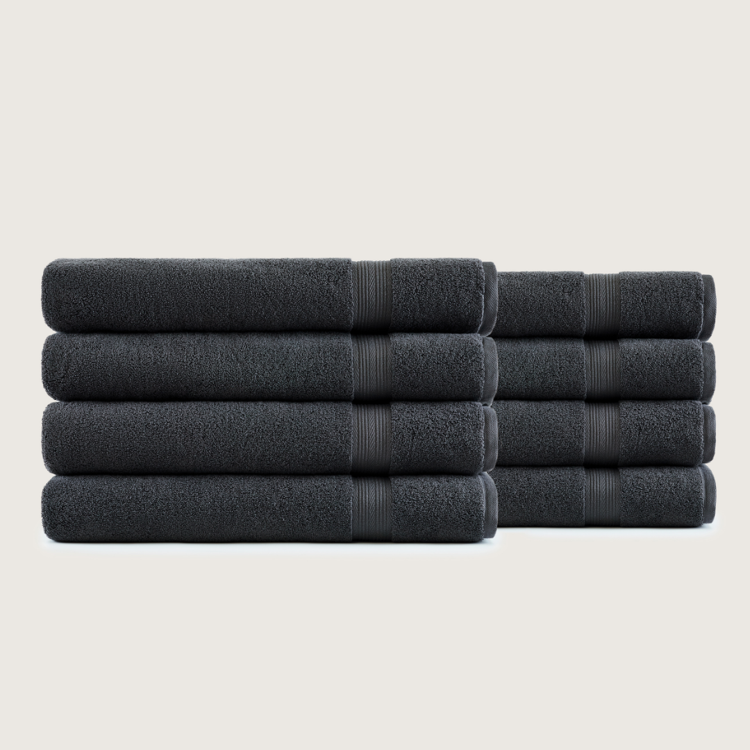 Pack of 8 Truenova Ultrasoft cotton bath sheets in Charcoal