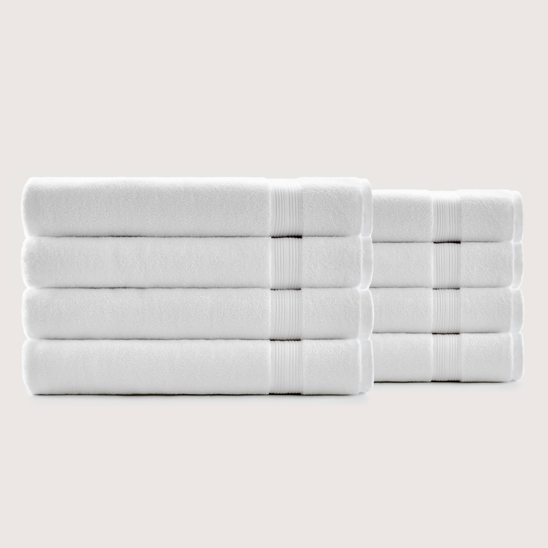 Pack of 8 Truenova Ultrasoft cotton bath sheets in Cloud White