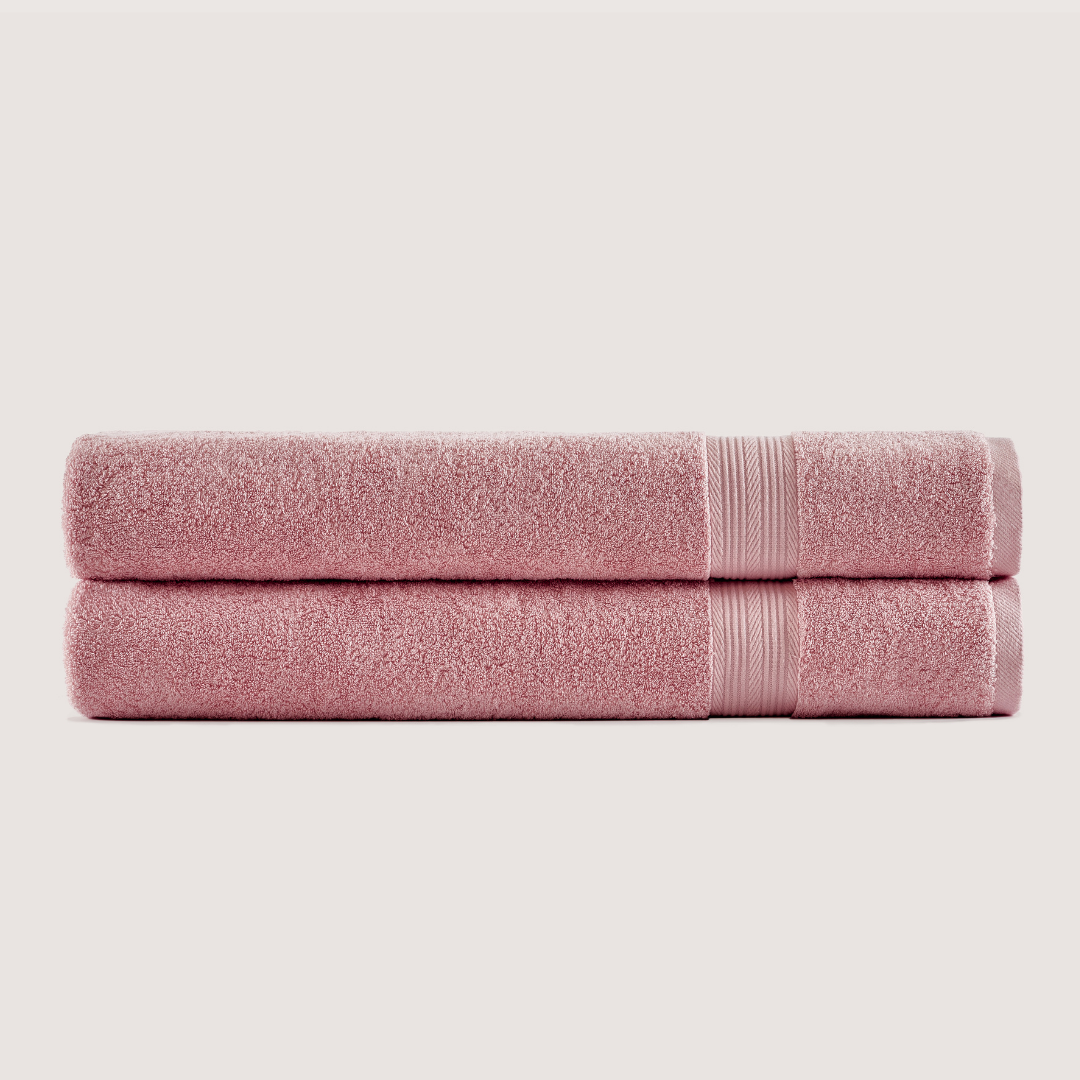 Pack of 2 Truenova Ultrasoft cotton bath sheets in Coral Pink