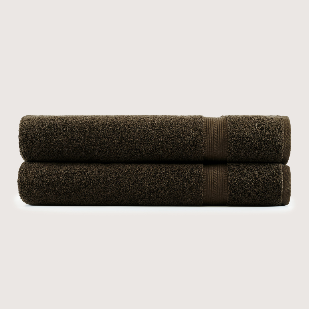 Pack of 2 Truenova Ultrasoft cotton bath sheets in Espresso Brown