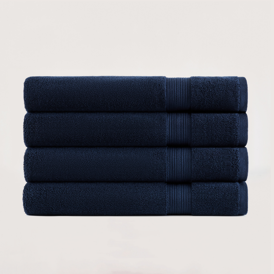 Pack of 4 Truenova Ultrasoft cotton bath sheets in Navy Blue