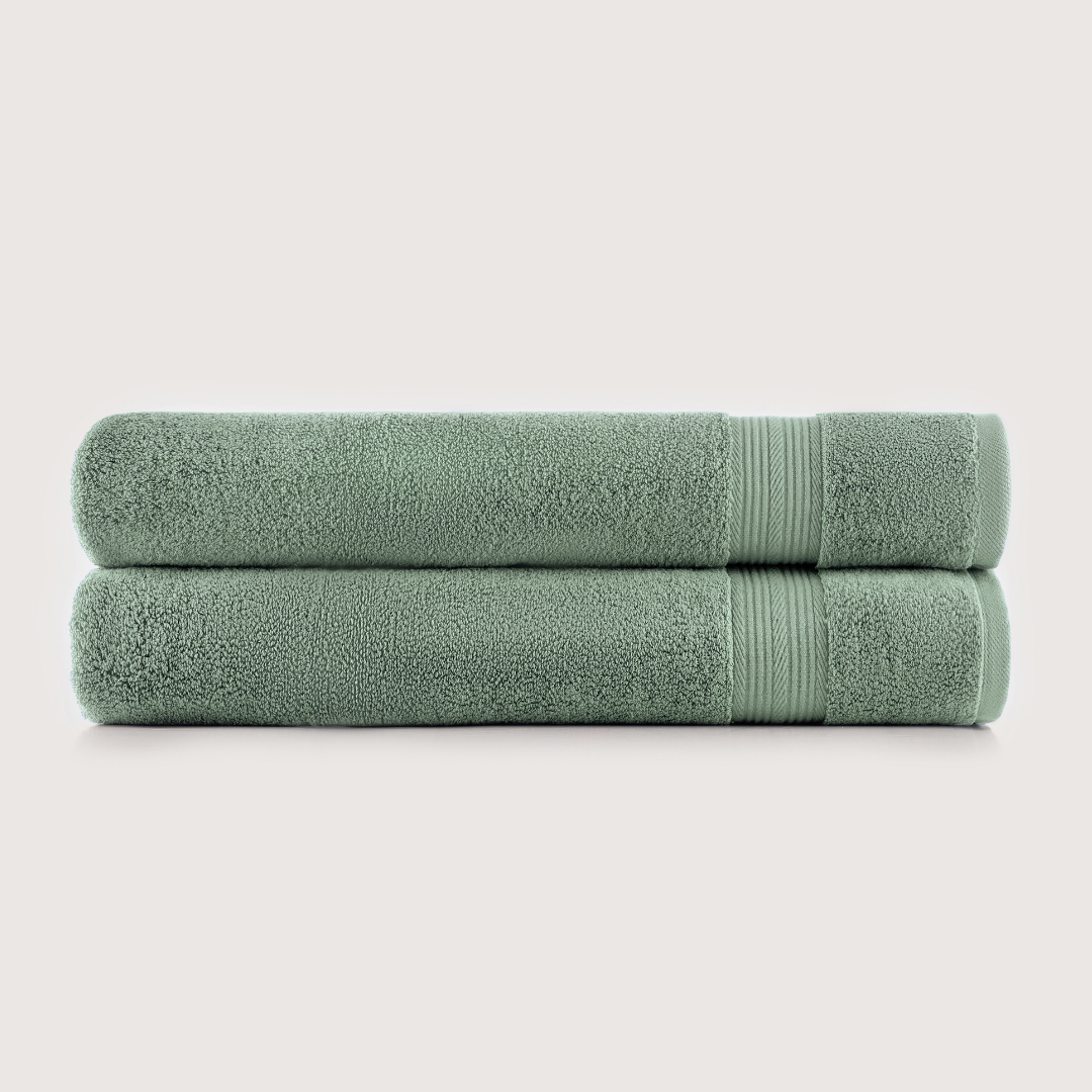 Pack of 2 Truenova Ultrasoft cotton bath sheets in Sage