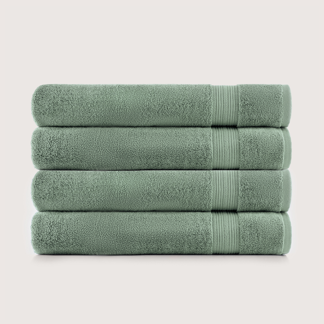 Pack of 4 Truenova Ultrasoft cotton bath sheets in Sage