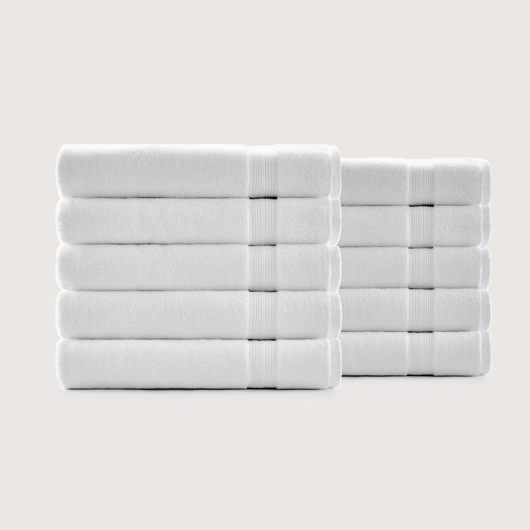 Pack of 8 Truenova Ultrasoft cotton bath towels in Cloud White