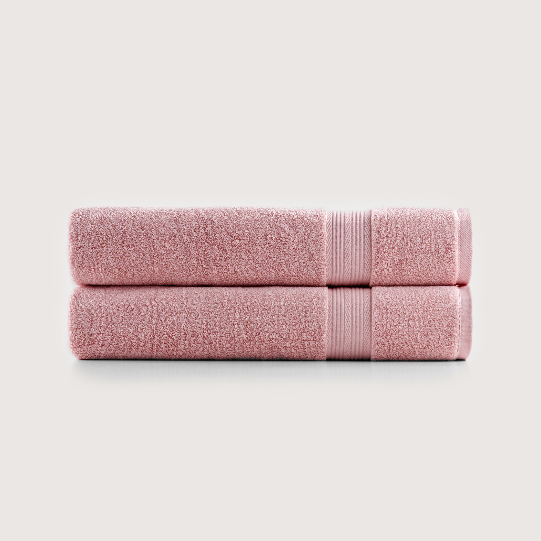 Pack of 2 Truenova Ultrasoft cotton bath towels in Coral Pink
