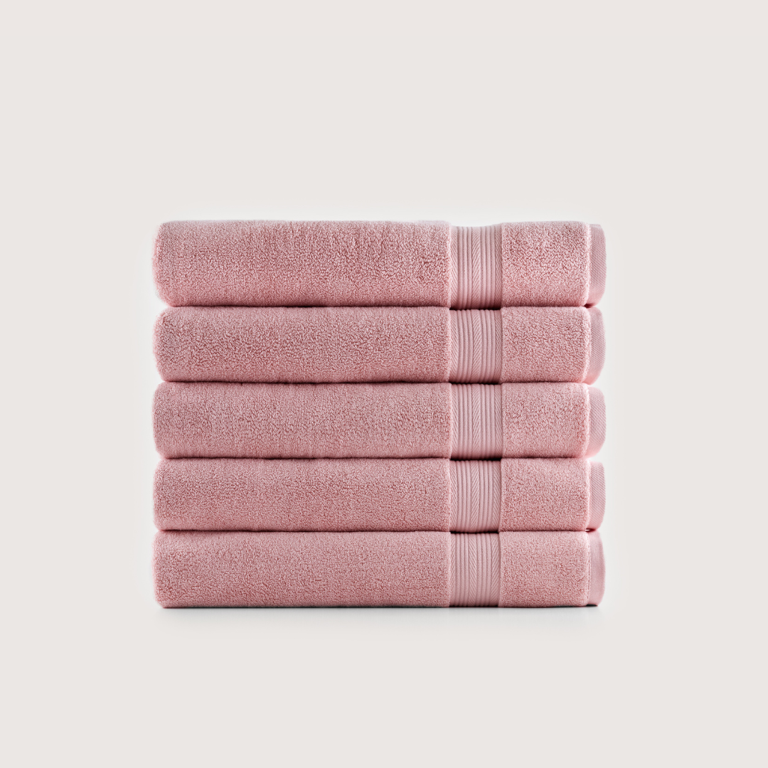 Pack of 4 Truenova Ultrasoft cotton bath towels in Coral Pink