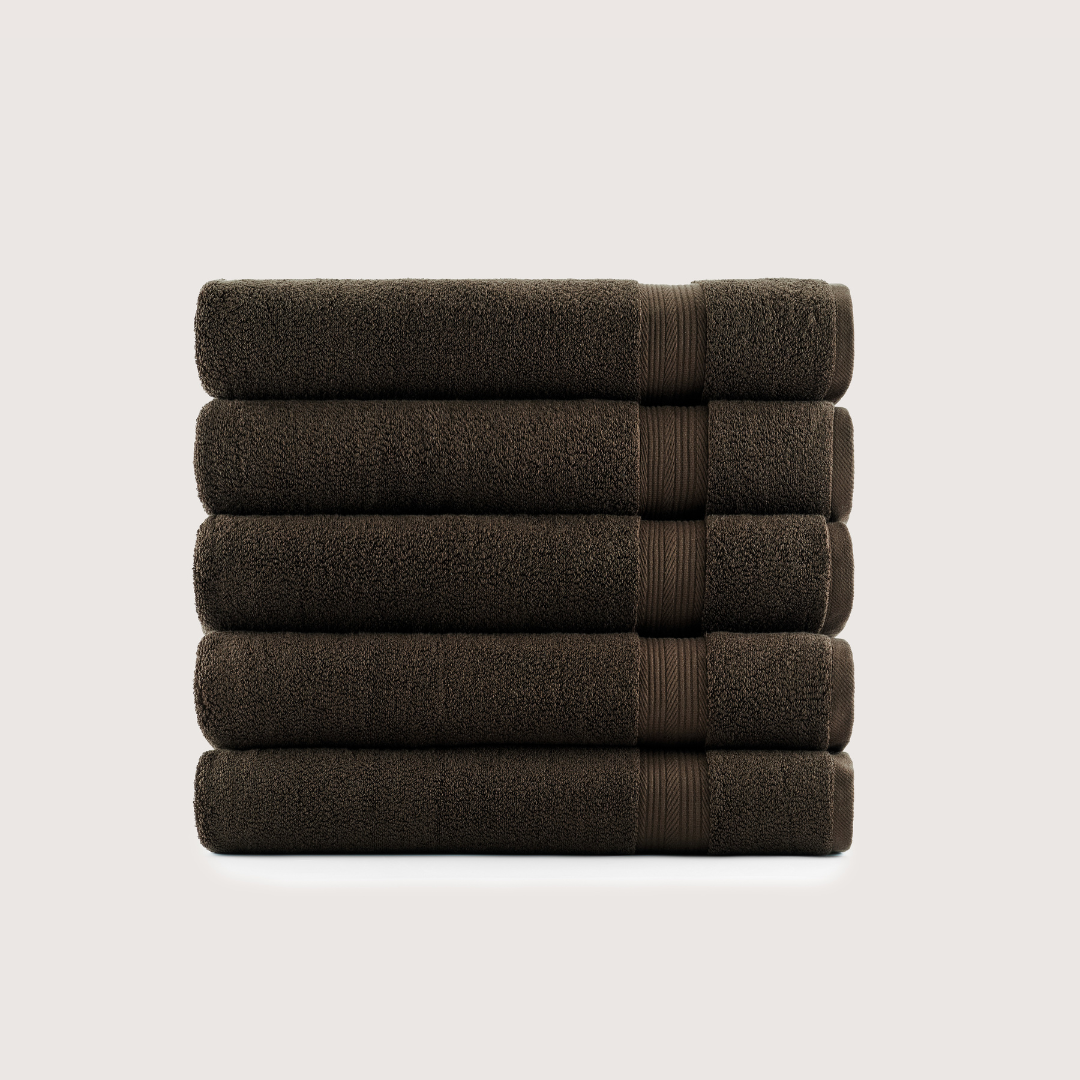 Pack of 4 Truenova Ultrasoft cotton bath towels in Espresso Brown