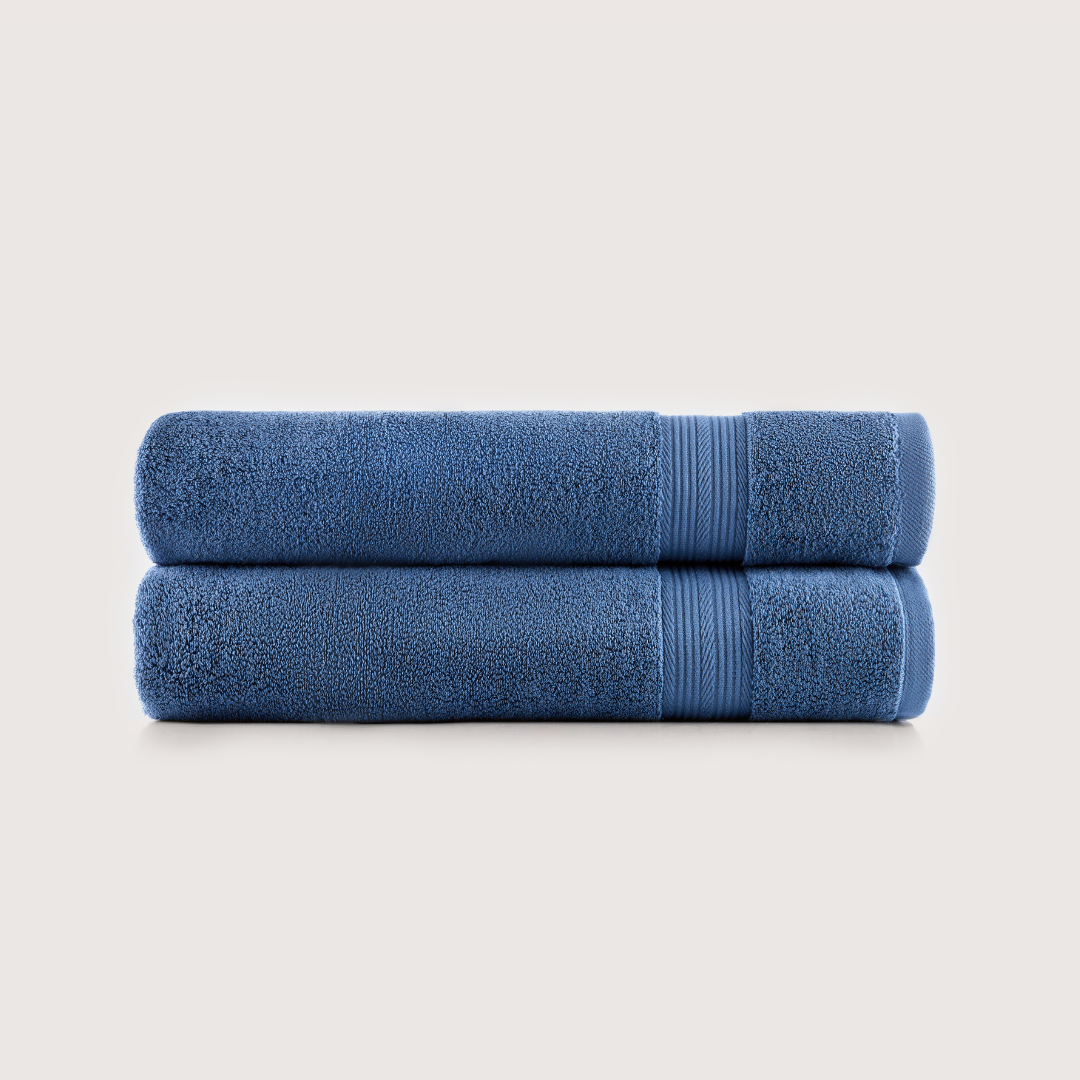Pack of 2 Truenova Ultrasoft cotton bath towels in Lapiz Blue