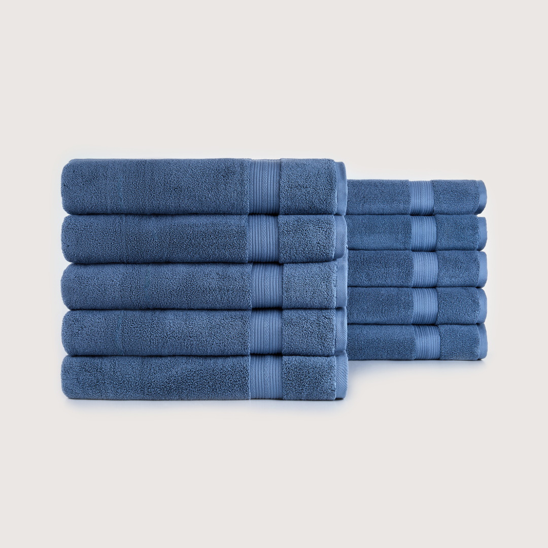 Pack of 8 Truenova Ultrasoft cotton bath towels in Lapiz Blue