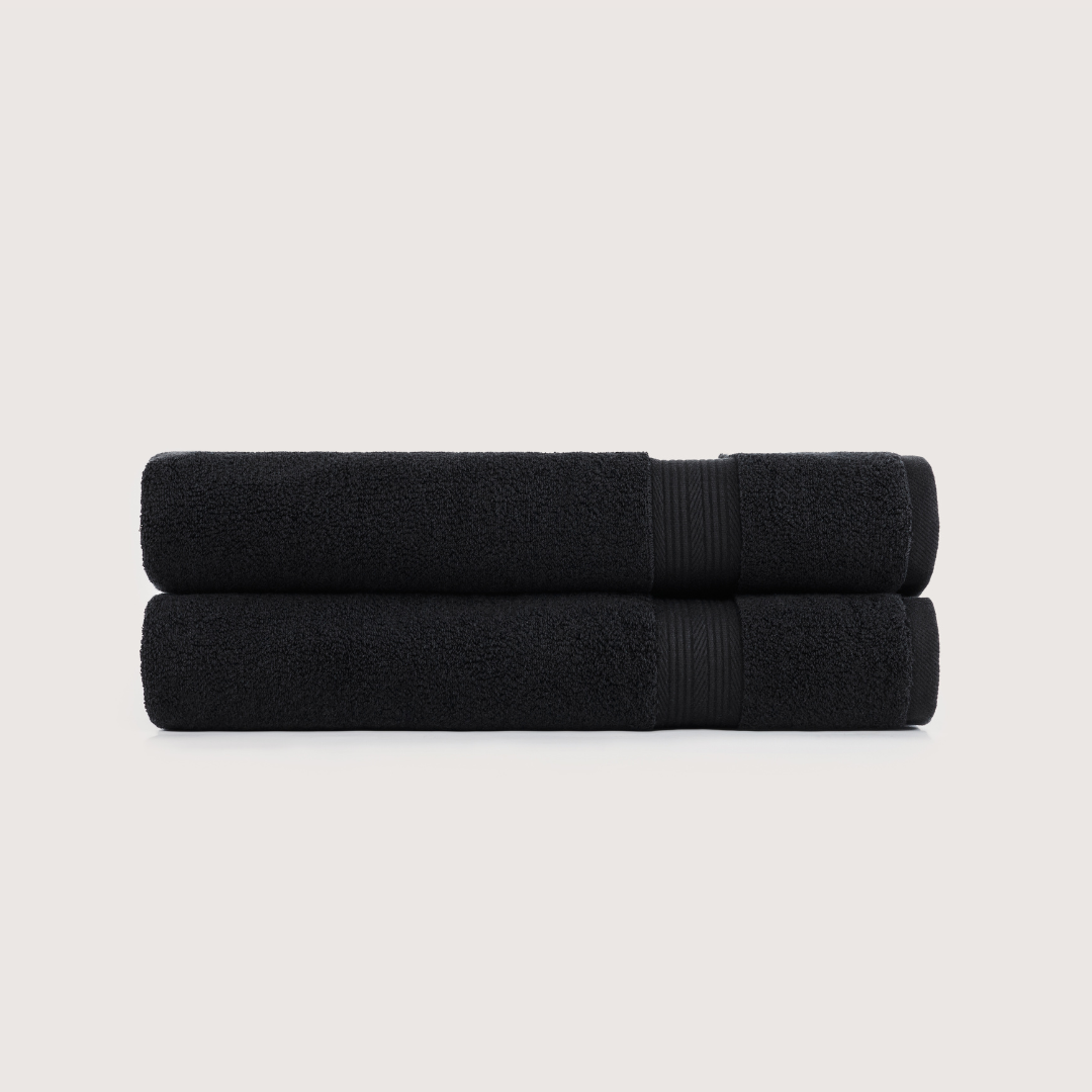 Pack of 2 Truenova Ultrasoft cotton bath towels in Midnight Black